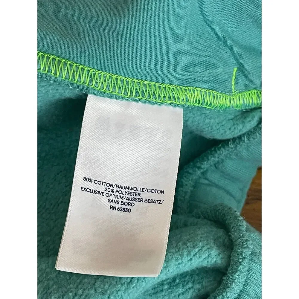 Lands'‎ End Girls Size M 8 Pullover Teal-Green Sweatshirt Hoodie Elastic Waist